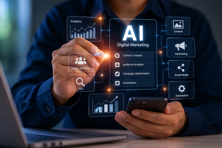 Integrating AI into your digital marketing strategy starts with identifying business needs, setting clear objectives, and using technology to support better decisions.